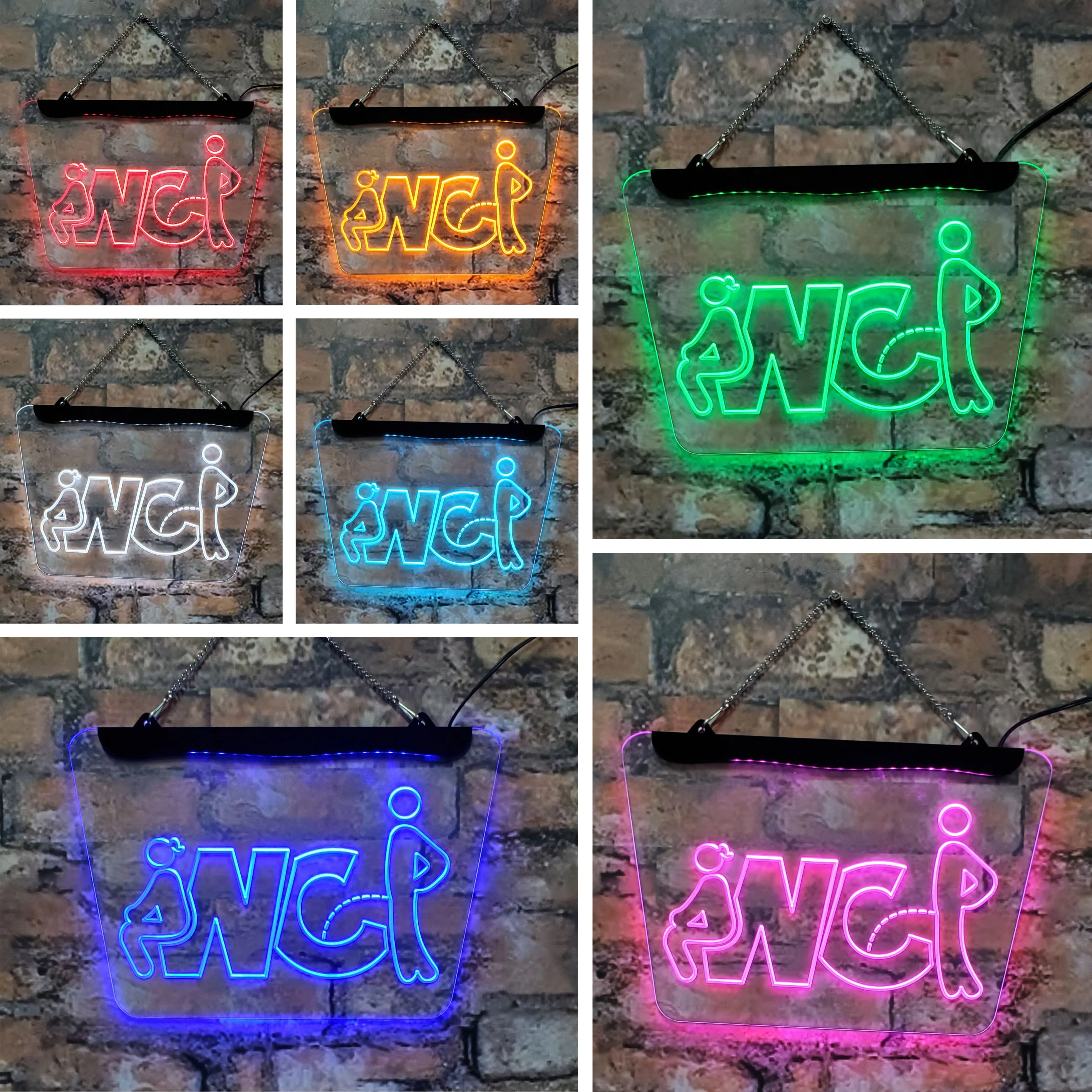 حمامات WC للرجال والنساء، أضواء نيون LED، ألواح أكريليك، ديكور منزلي، فن الحائط الداخلي، أزرق 30*40 لمحلات الغرف