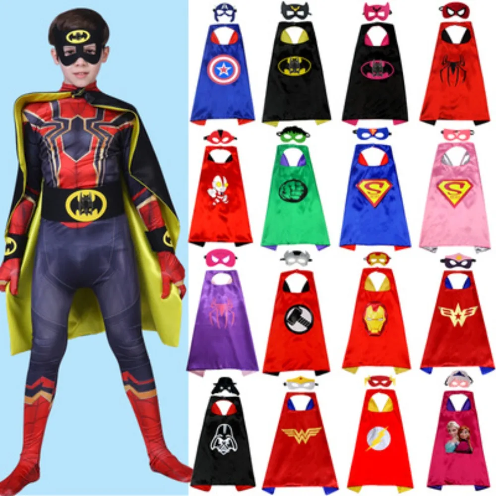 

Captain America Iron Man Spider-Man Hulk Thor Pajama Cape Suit with Blindfold