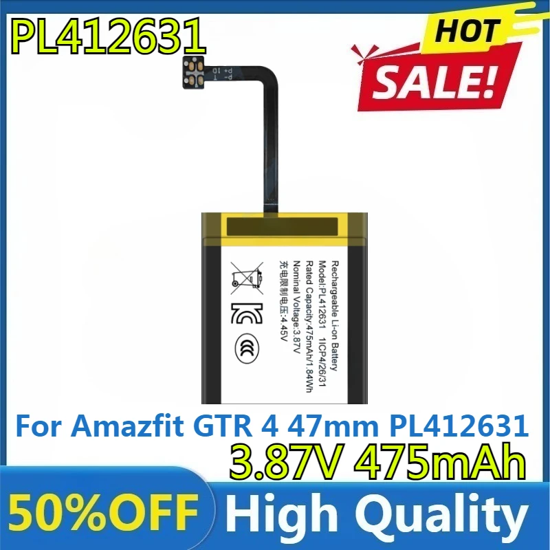 

New High Quality 475mAh Battery Replacement for Amazfit GTR 4 47mm PL412631 Watch Battery Repair Replacement Part