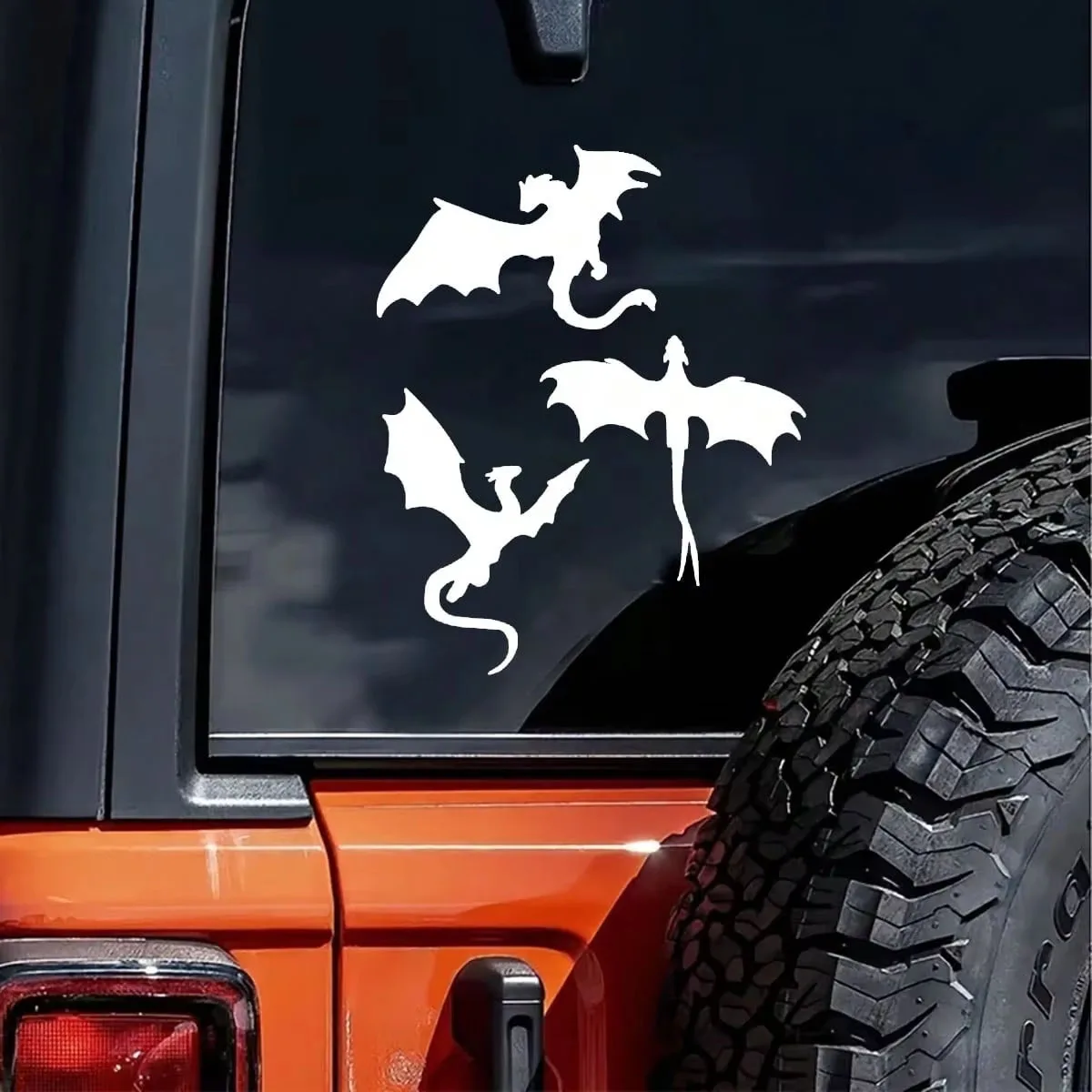 Three Dragons Car Window Stickers, Fantasy Silhouette Decals, Waterproof Auto Exterior Decor for Dragon Fans