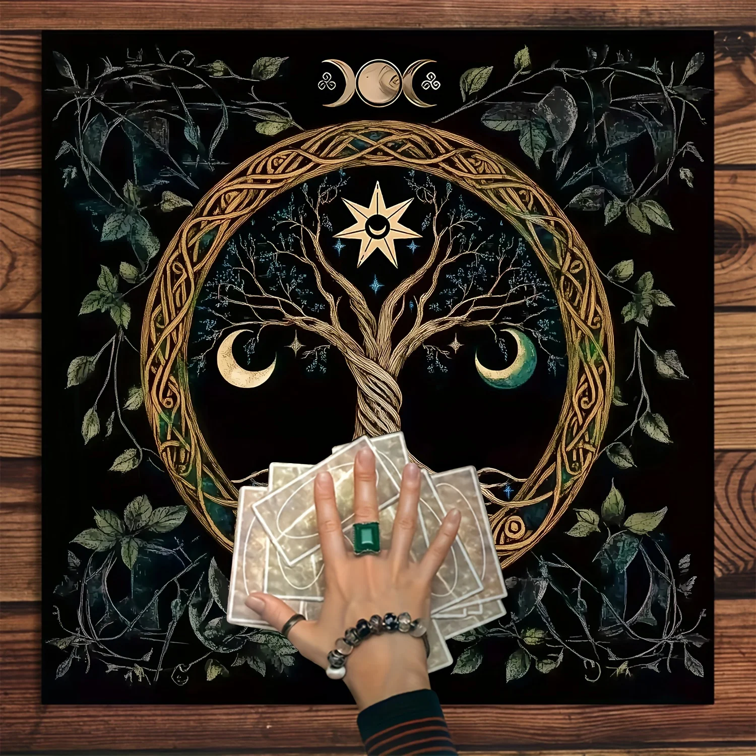 Tree of Life Tarot Table Runner - Witch, Astrology & Fortune Telling Polyester Altar Cloth | Magic Art Oracle Card Mat