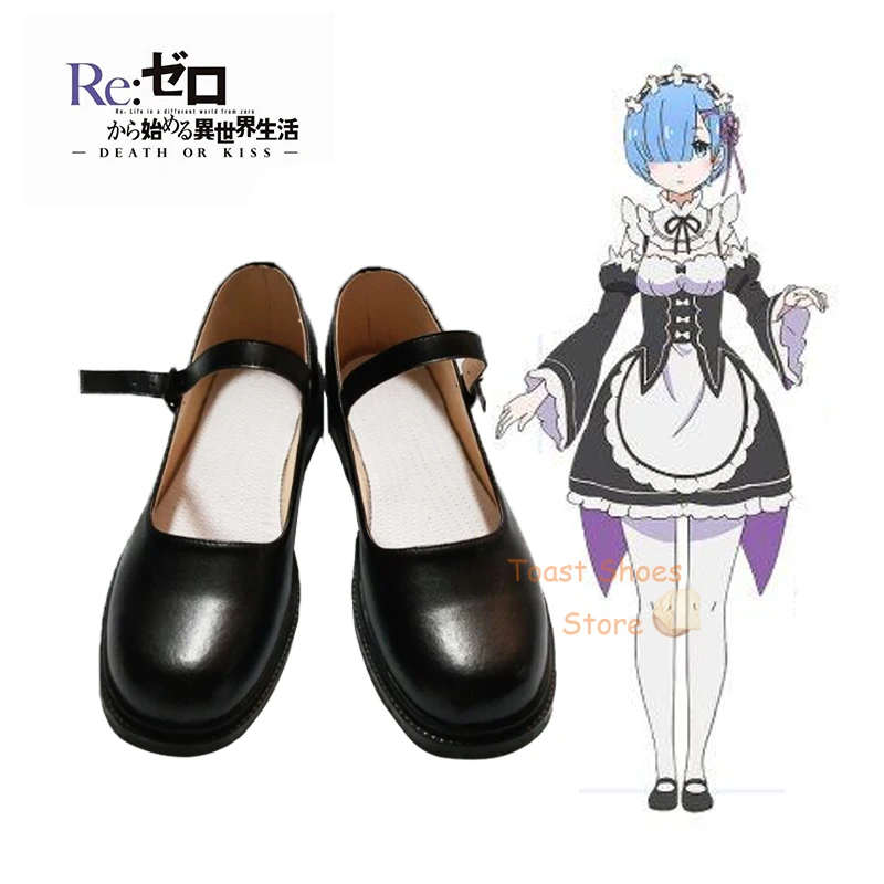 Anime Re:Zero Rem Cosplay Shoes Comic Anime Game Role Play for Con Halloween Cosplay Costume Prop Sexy Shoes