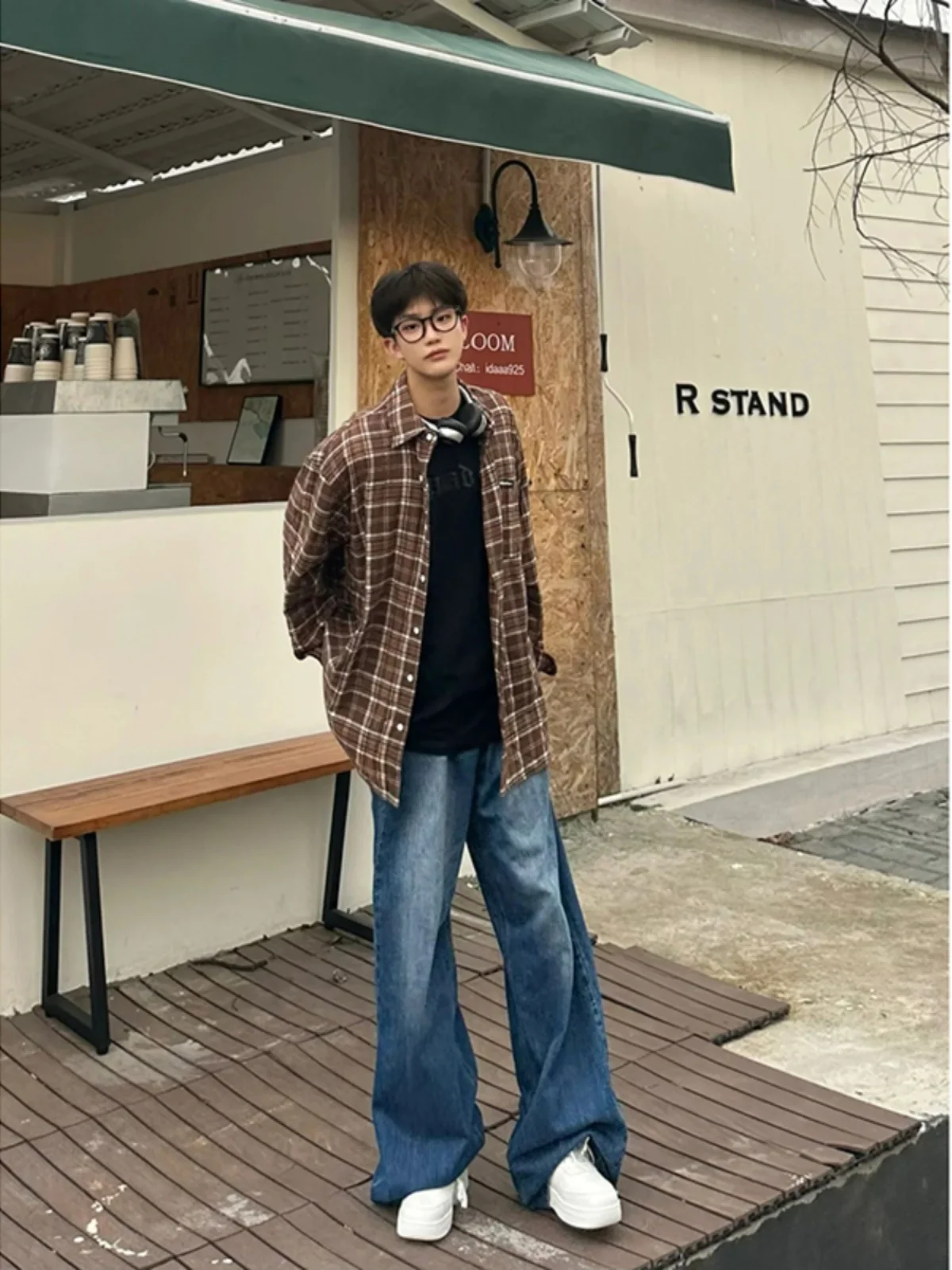 

Мужская рубашка Bury Plaid в винтажном американском стиле, осенняя верхняя одежда, свободный крой, повседневная мода, полиэстеровая ткань