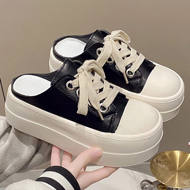 Women 7.5 CM Platform Sneakers Fashion Outdoor Slippers Versatile Simple Design Shoes Comfortable Sneakers Casual Slip On Shoes