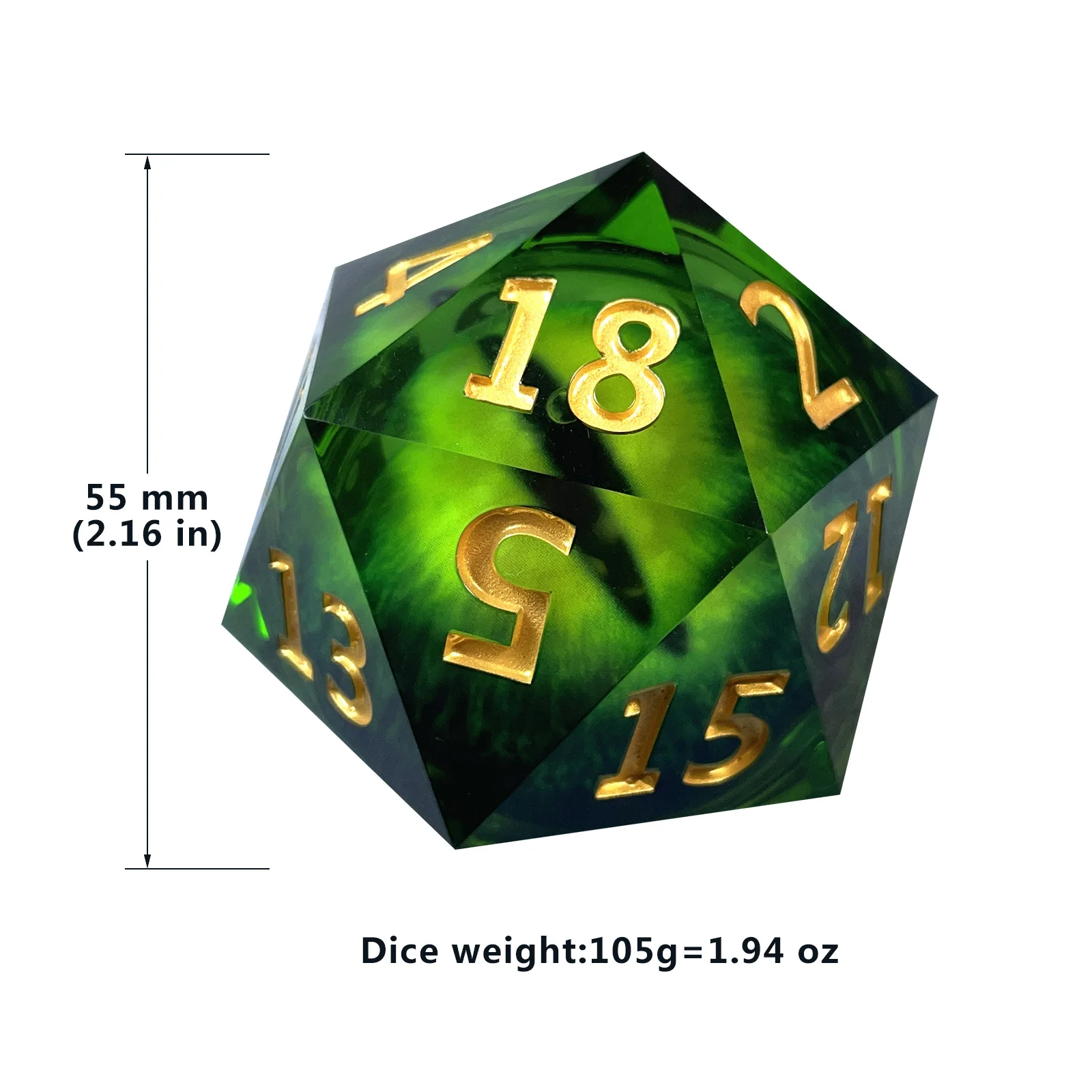 55 mm D20 Jumbo Bulk Eyes DND Eyes Dice Sharp für RPG Dungeons and Dragons Rollenspiele, Tischspiele, Requisiten, Spielzeugzubehör