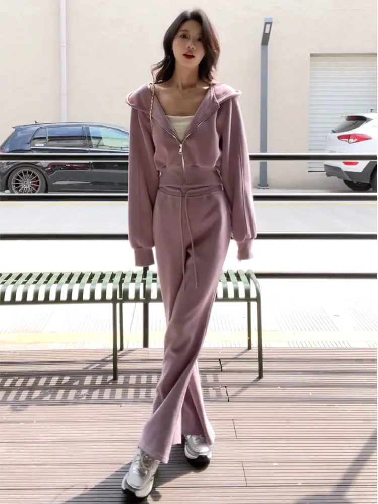 

Spring 2026 Early Faionable Casual Sportswear Set Women's Long Sve Zipper Hoodie And Pants Ensemble Agel Ele