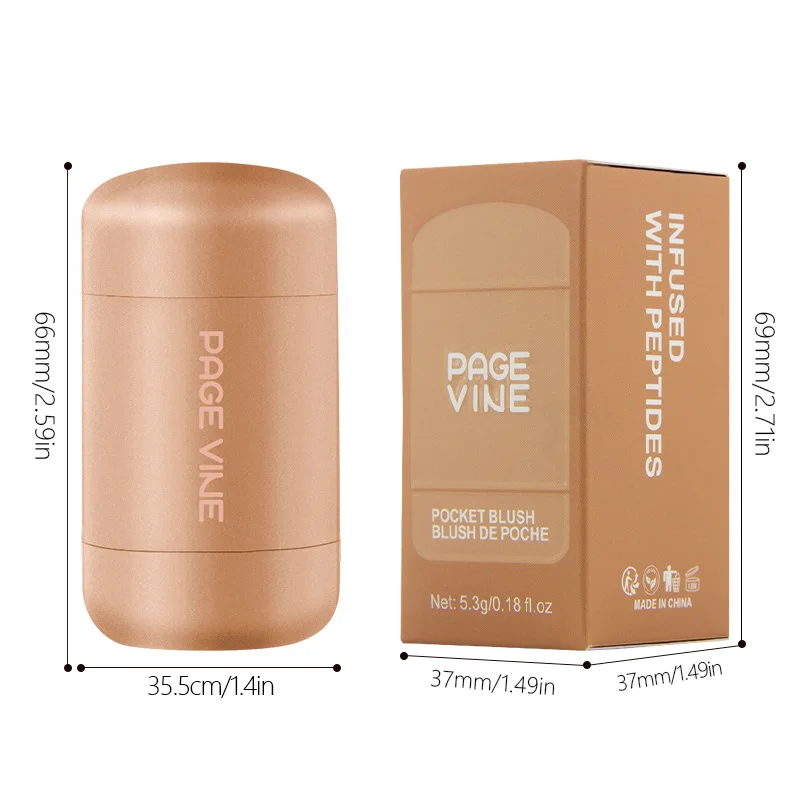 Bolso blush vara lábio e bochecha hidratante vara natural rouge pó blush creme batom bochecha fácil de aplicar cor