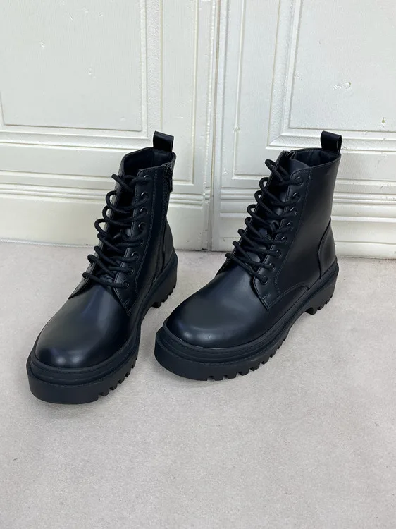 

Comfortable round Toe Thi Heel Boots Men's oes Faionable Side Zip ort Boots Versatile Booties Briti Sle PU...