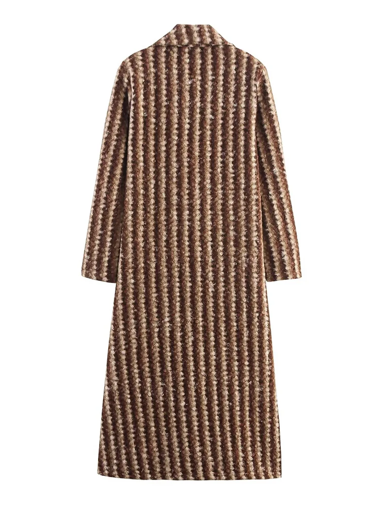 European style new women's fashion versatile temperament simple loose woolen loose type long sleeve lapel jacket