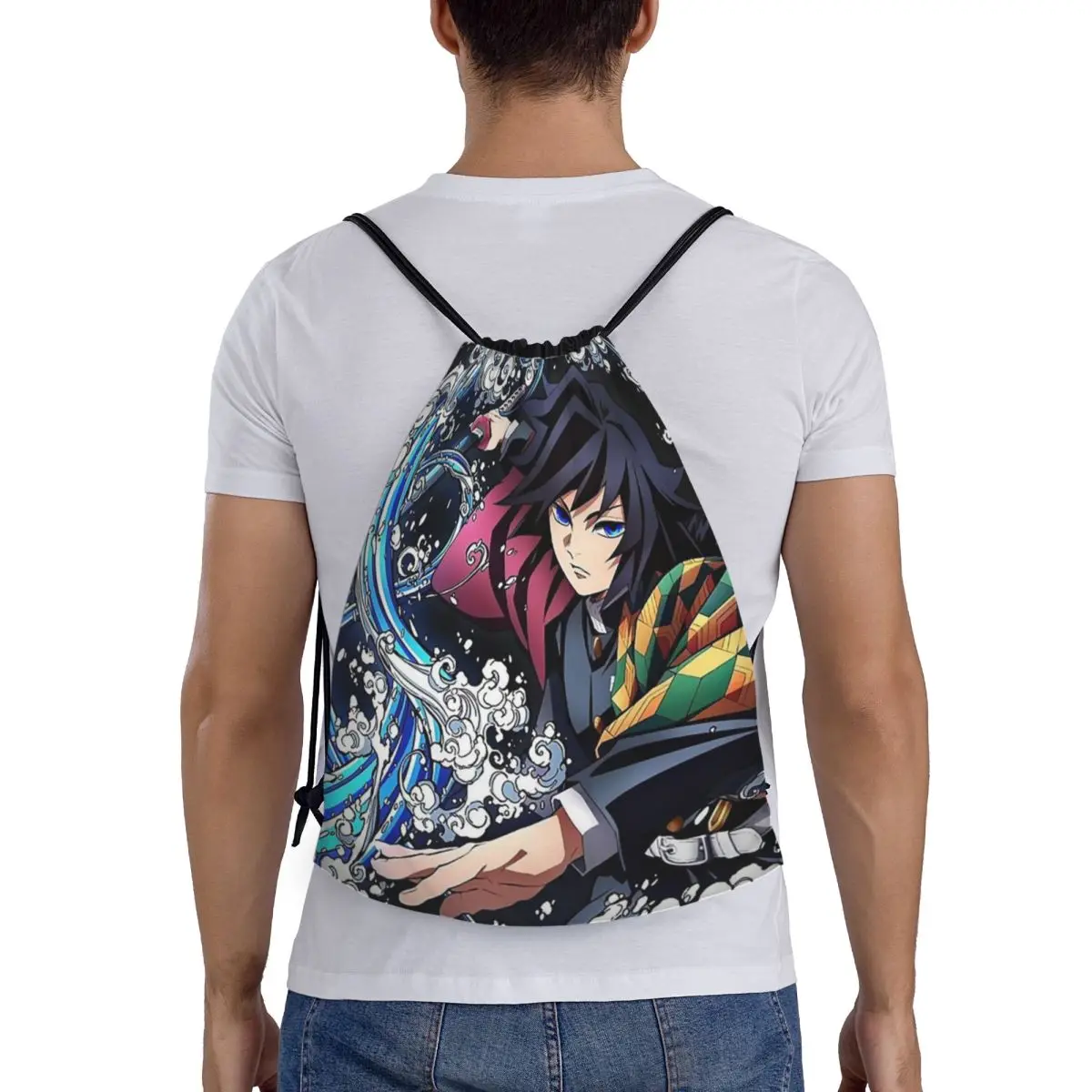 

Anime Demon Slayer Kamado Tanjirou Backpacks Casual Portable Drawstring Bags Sundries Bag Book Bags For Man Woman School