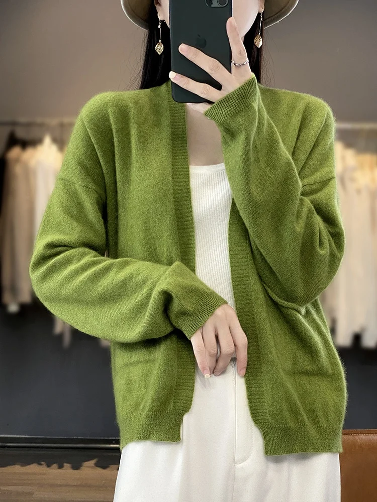 Women's Loose Knitted Woolen Cardigan ort Sve Long Sve Spring Autumn Faionable Versatile Outerwear Korean Sle Top