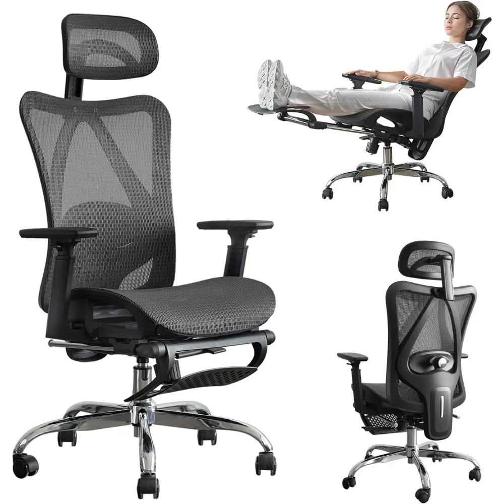 Silla de oficina ergonómica con cilindro de Gas certificado SGS, juegos de muebles de oficina para el hogar, silla de oficina con soporte Lumbar ajustable