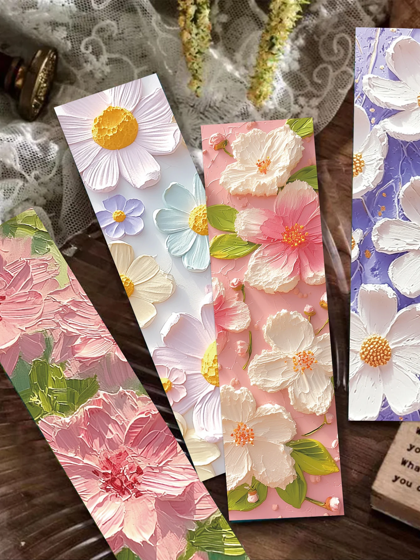 30pcs Flower oil painting bookmarks Paper graduation souvenir gift Art high-grade bookmarks card students read pages book marks