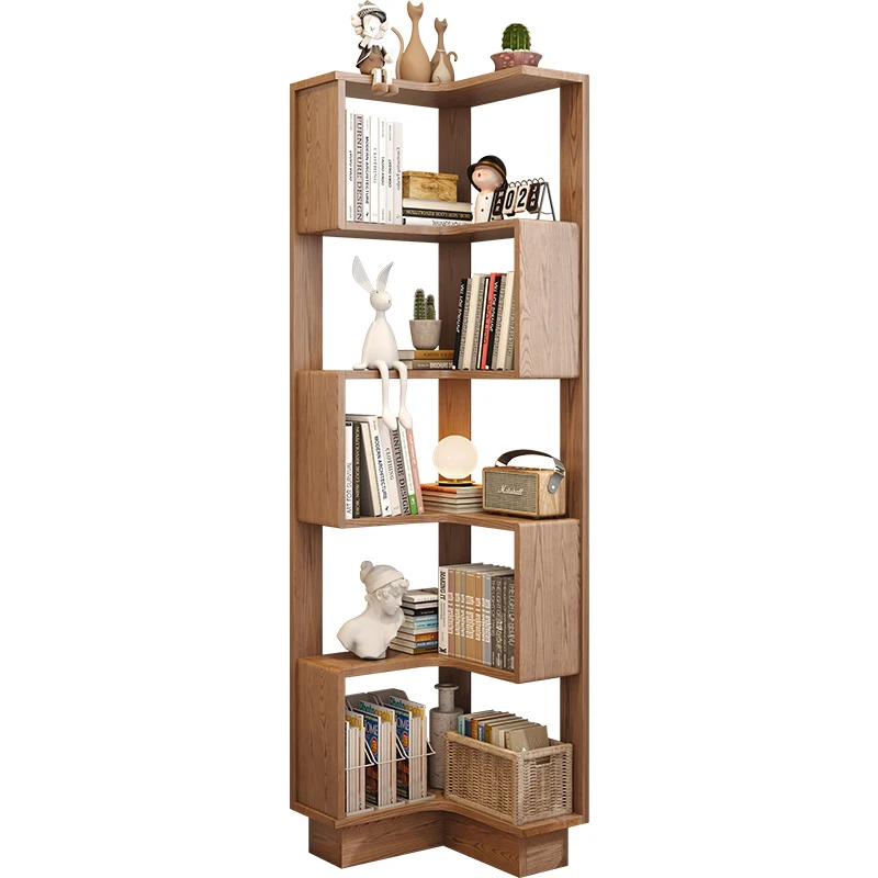

Угловая книжная полка из цельного дерева в скандинавском стиле, угловой шкаф для гостиной, полка для хранения японских бревен