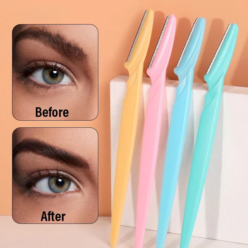 1-10개 눈썹 트리머 눈썹 면도기 안전 눈썹 정리 칼 휴대용 블레이드 얼굴 털 제거기 여성 메이크업 도구
