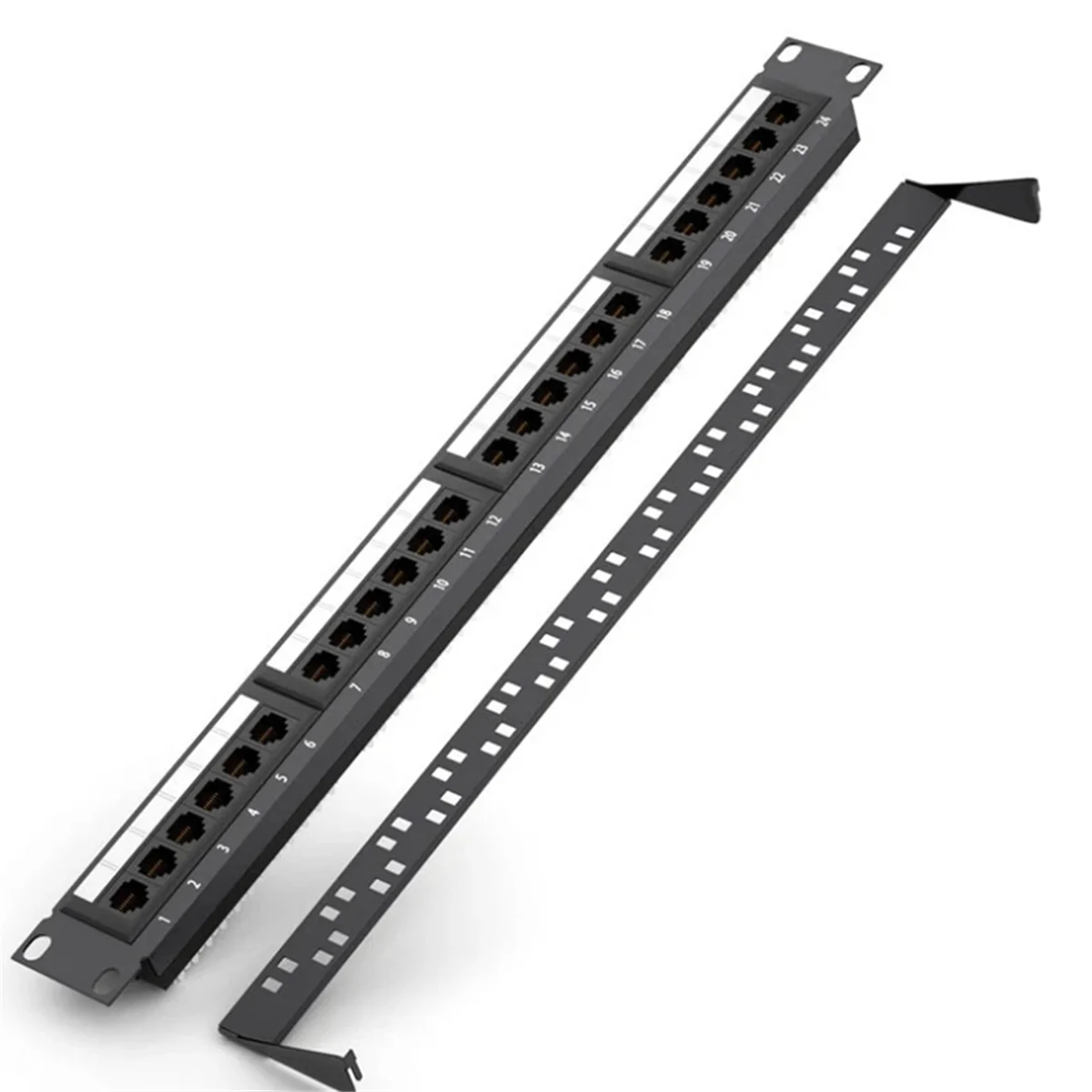 24 Ports CAT6 UTP RJ45 Patch Panel 19 Inch 1U Cable Frame Faceplate Rack Mount 50U Gold Plated, Rear