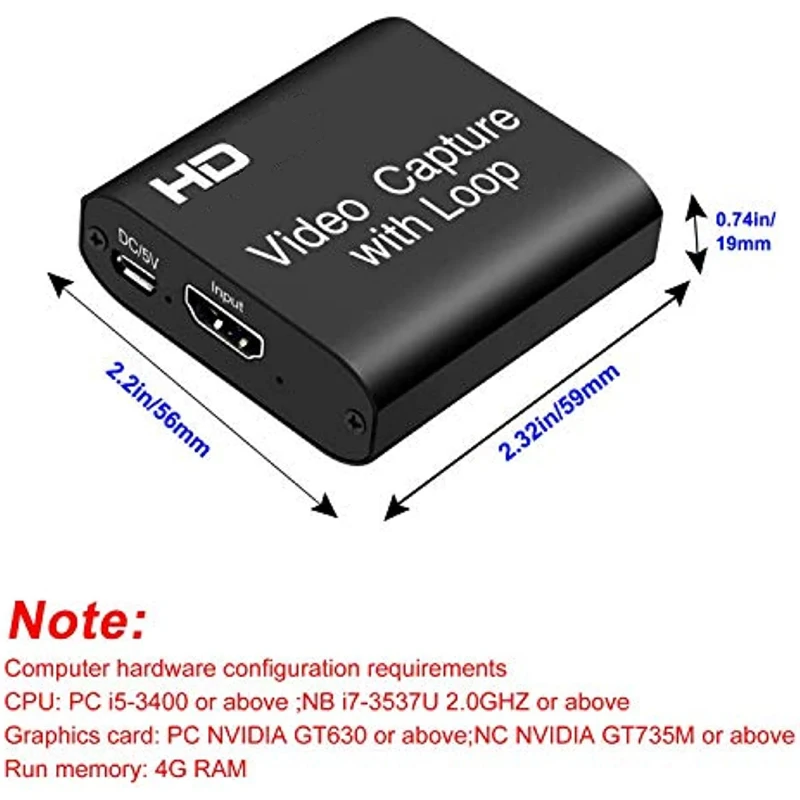 Carte de capture vidéo statique avec sortie en boucle, USB 720, Grabber Box pour Windows 7, 1080 PC, diffusion en direct, 2.0 P, 8/10 P, 30Hz, 4K HD