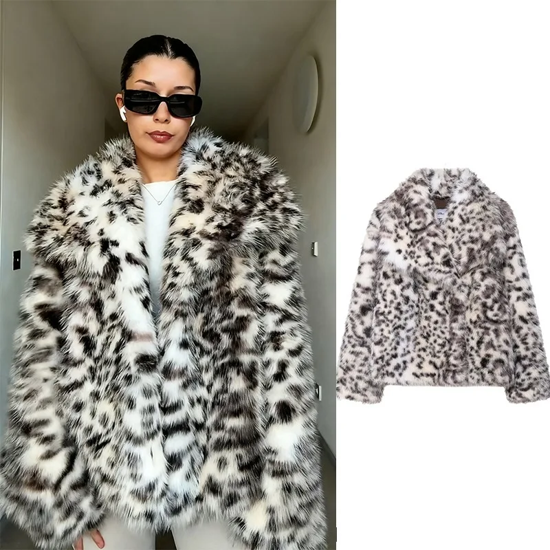 

Женское пальто из искусственного меха с животным принтом CharmChant, новинка зимы 2025 года, элегантный топ с длинными рукавами, пушистые кардига, популярная верхняя одежда, куртки