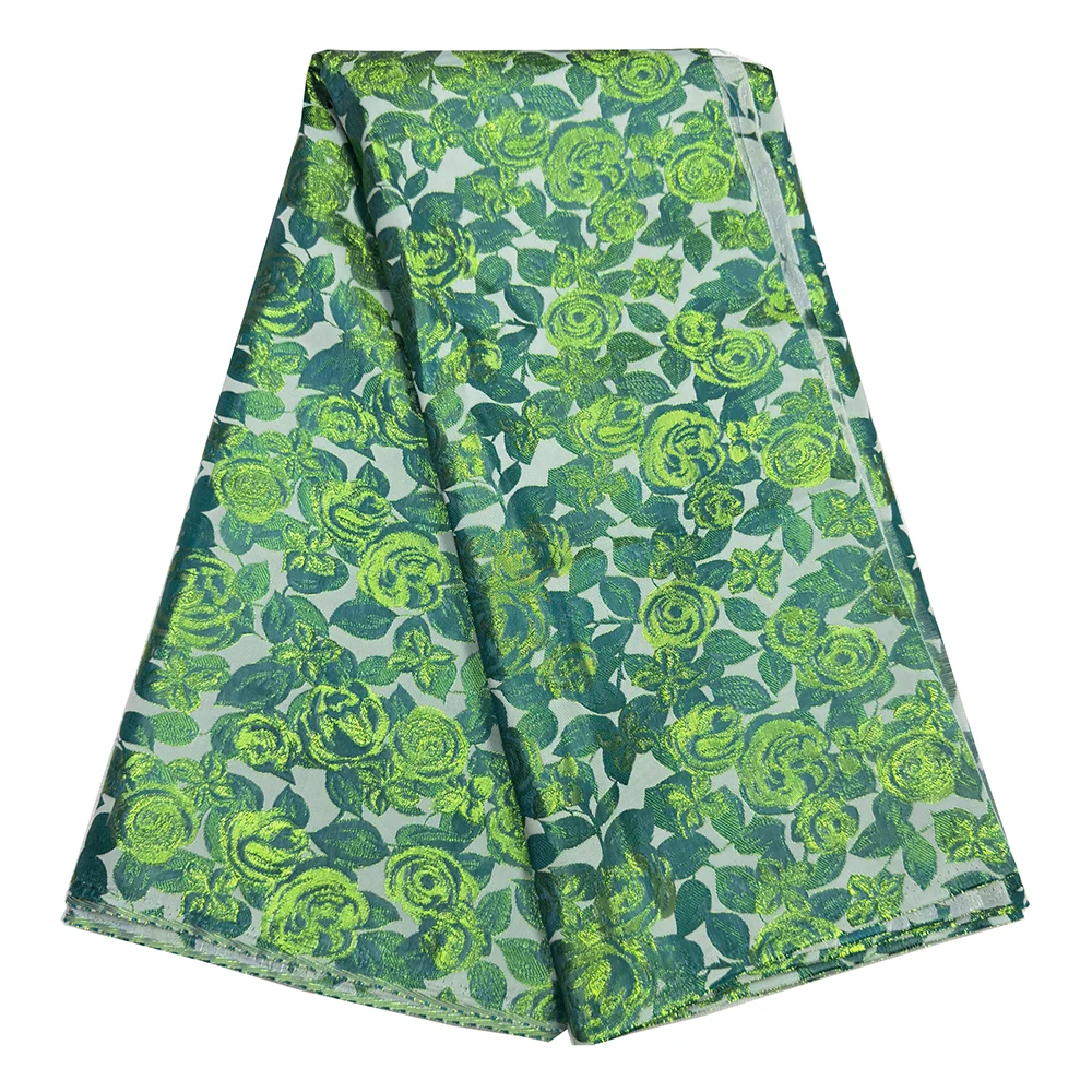 Лидер продаж, жаккардовая парчовая кружевная ткань, африканское нигерийское кружево для вечернего платья, материал для шитья, модная парча с позолотой, 5 ярдов