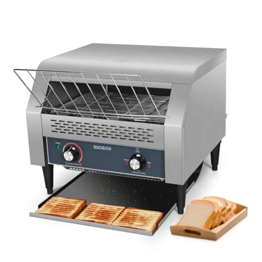 

Промышленный конвейерный тостер на 450 ломтиков/час, из нержавеющей стали, 2600 Вт, сверхмощный, электрическая печь с двумя конвейерами