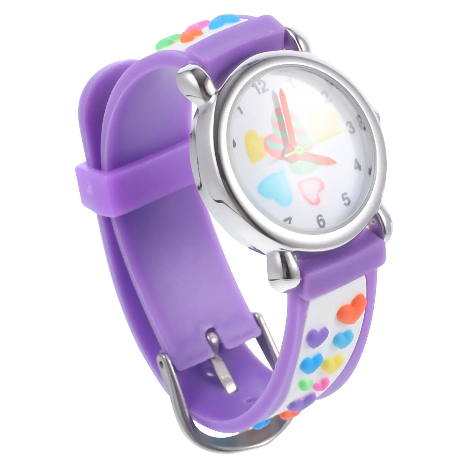 Waterproof Quartz Watch Wristwatch Bright Color Cartoon Pattern Adjustable Buckle Strap for Everyday Outdoor Gift
