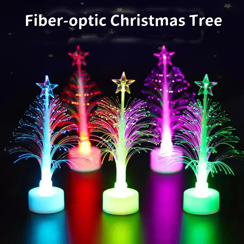 Multicolor Fiber Optic Christmas Tree Novelty Starry Sky Light Luminous Desktop Lights for Christmas Atmosphere Home Decor