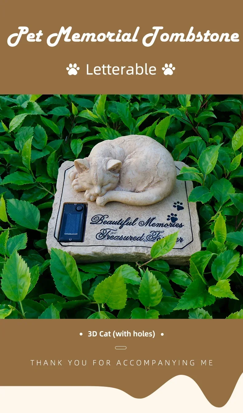 Надгробие для домашних животных и кошек, солнечные надписи, памятник на заказ, моделирование осанки сна, имитация камня, смолы, памятные украшения