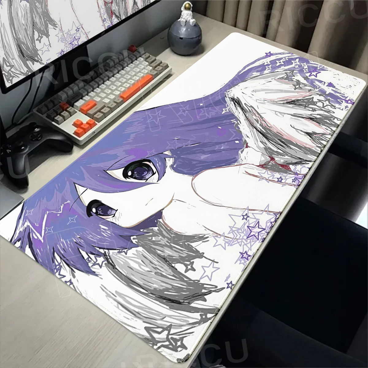 Anime Mädchen Mauspad Große Gaming Engel Mädchen Stern Cartoon Mousepad Tastatur Pad Laptop Computer Schreibtisch Matte Schloss Rand Maus Teppich