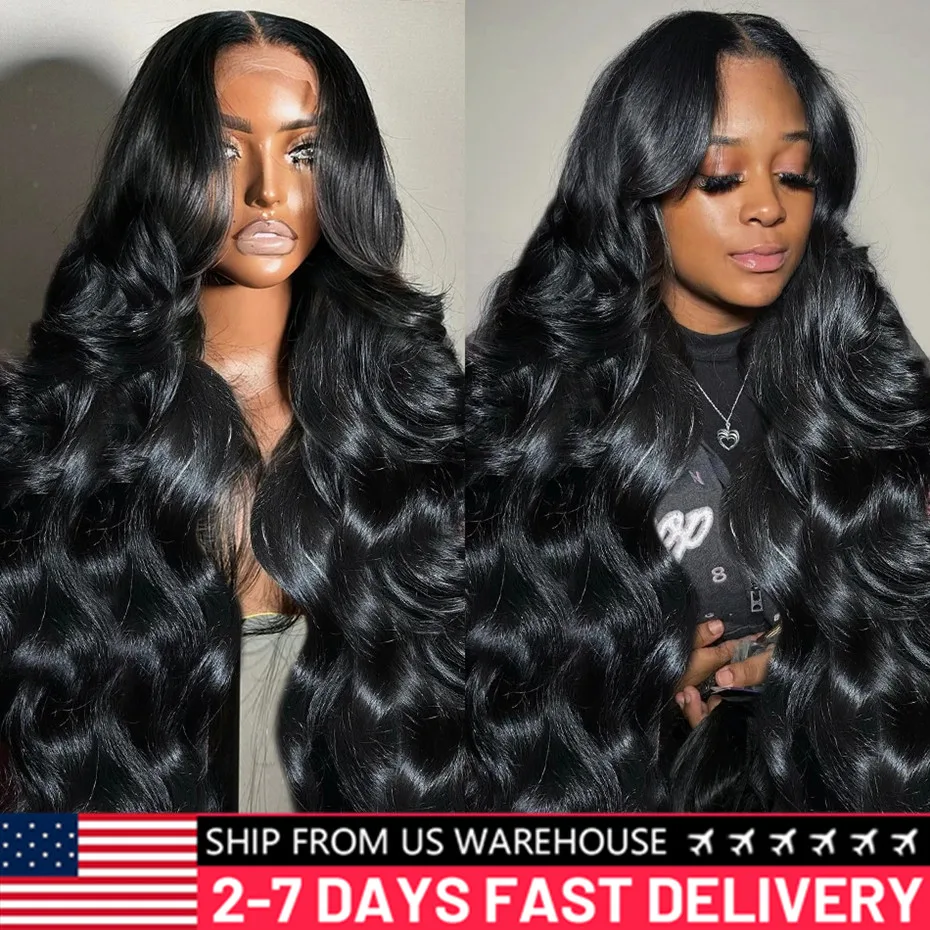 Perruque Lace Front Wig Body Wave brésilienne naturelle, cheveux humains, pre-plucked, bling bling, 13x4 13x6, densité 180%, pour femmes