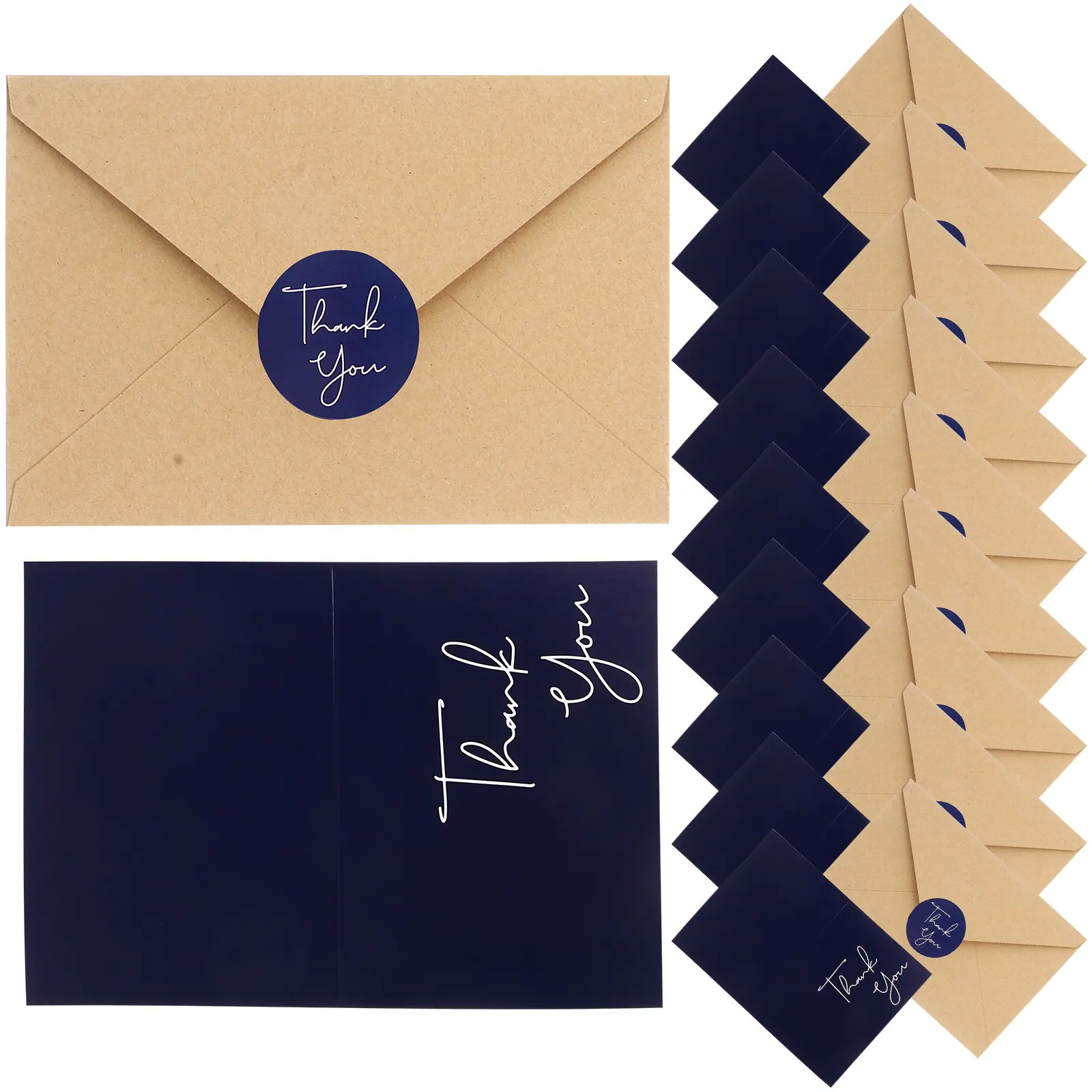 

10Sets Thank You Cards with Envelopes Foldable Smooth Paper Cards for Teacher Appreciation Day Graduation Wedding Business Use