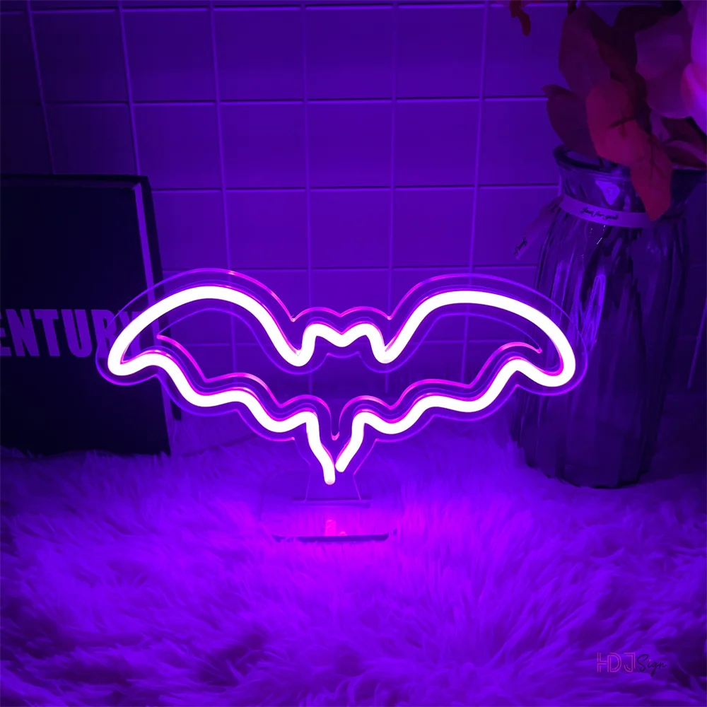 

Bat Neon Signs LED Light Halloween Gift Present Pumpkin For Kid Gift Custom Club Bar Home Bedroom Outdoor Indoor Wall Decor