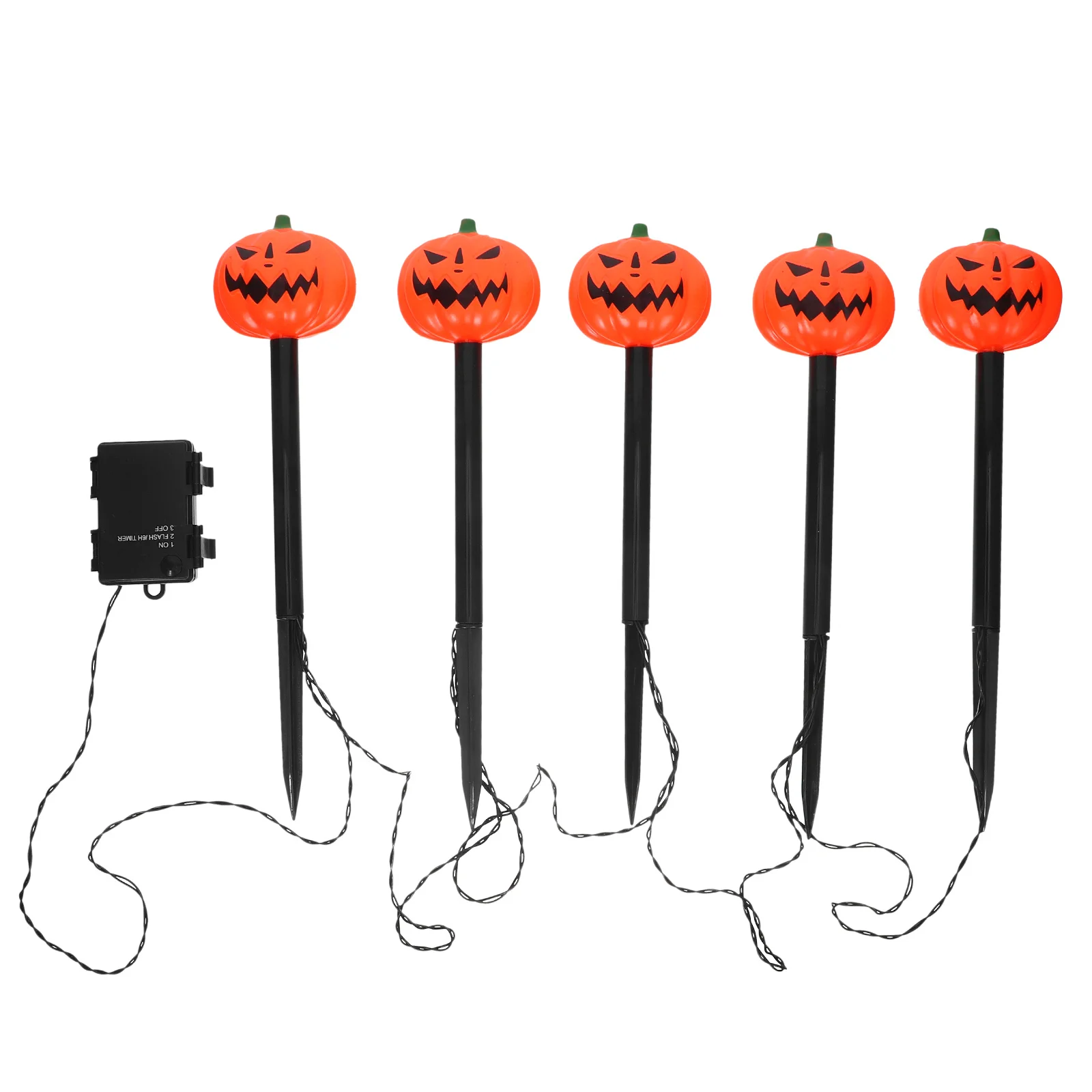 

5-Head LED Pumpkin Stake Lights Halloween Outdoor Decorations Pathway Markers Garden Yard Halloween Pumpkin Light