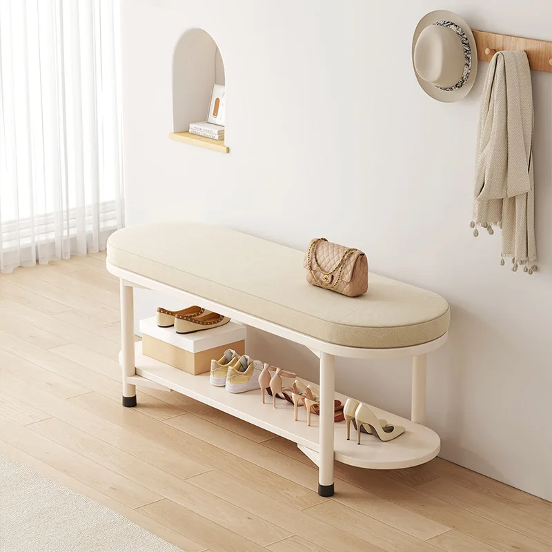 

Cream style shoe changing stool can be seated in the household shoe cabinet, integrated with a bench for household use, long ben