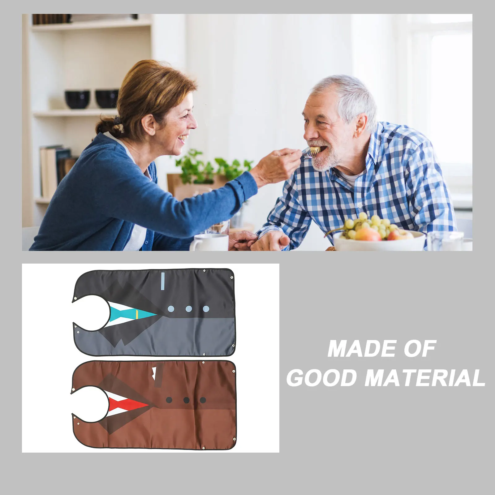 

2pcs Waterproof Bib Elder Eating Mealtime Adult Clothing Protector Feeding Double Layer Anti Oil Easy Clean Reusable