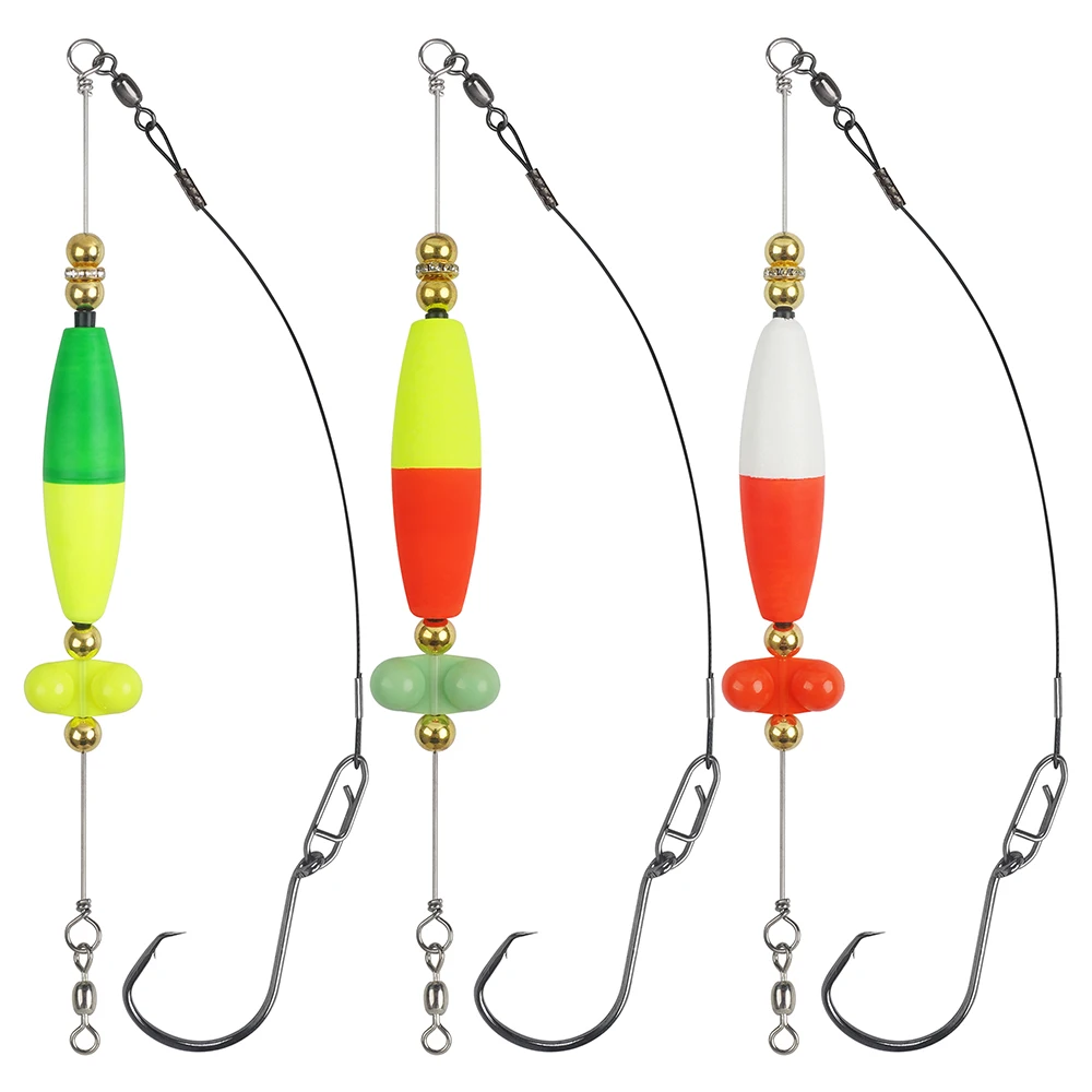 

1Pcs Catfish Float Rigs Catfish Tackle Rattling Cork Peg Floats Bait Rigs with Rattle Beads Octopus Circle Hooks Crane Swivels
