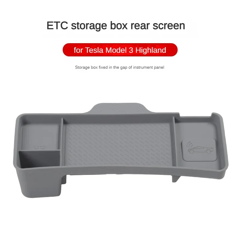 For Tesla Model 3 Highland 2024 Dashboard Storage Tray Silicone Instrument Panel Screen Rear Organizer Tissue Box Center Console