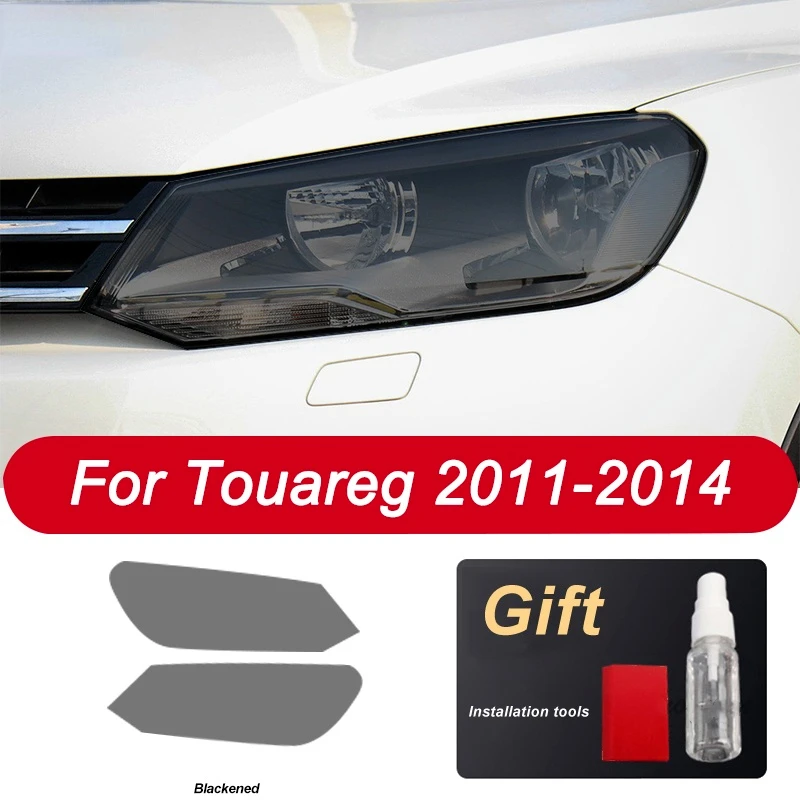

For Volkswagen VW Touareg 7P CR 2011-On Accessories 2Pcs Car Headlight Protective Film Restoration Transparent Black TPU Sticker