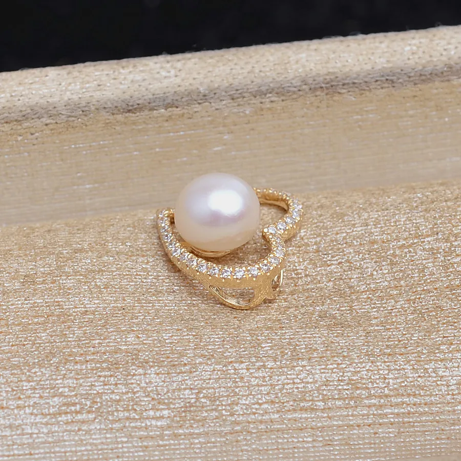 Heart Shape AU750 18K Yellow Gold Pendant Mountings Findings Jewelry Settings Accessories Base Parts Fittings for 6-7mm Pearls