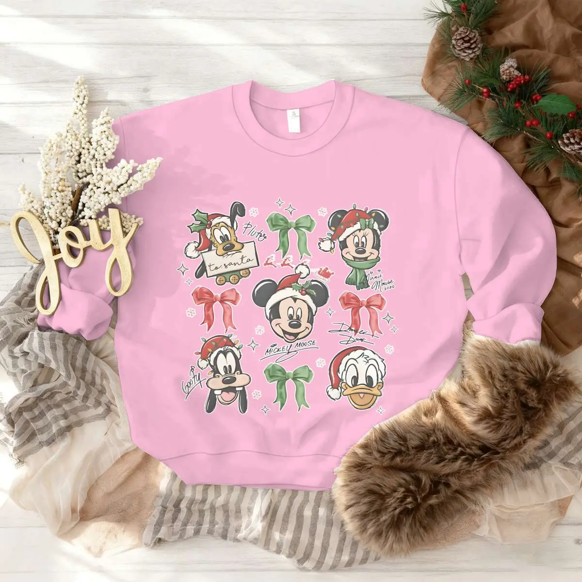 Felpe da donna di buon Natale Topolino Paperino Personaggio classico Top a maniche lunghe Design dei cartoni animati Pullover per ragazze di Natale