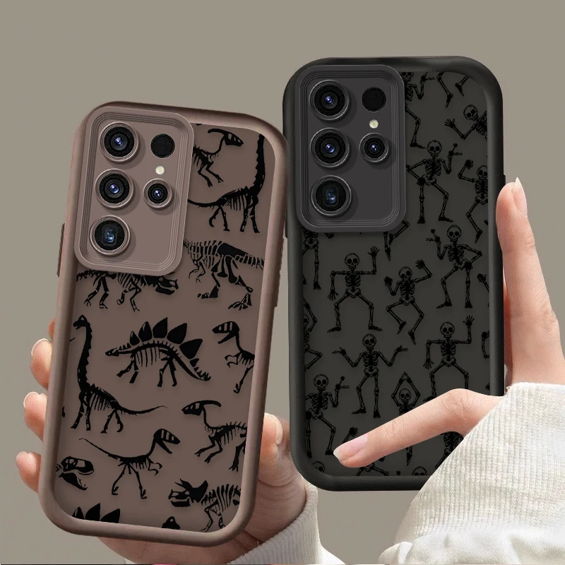 Funny Skeleton Dinosaur Pattern Phone Case For Samsung Galaxy S26 S25 Edge S24 S23 Ultra S22 Plus S21 FE A07 A17 4G A37 A57 5G