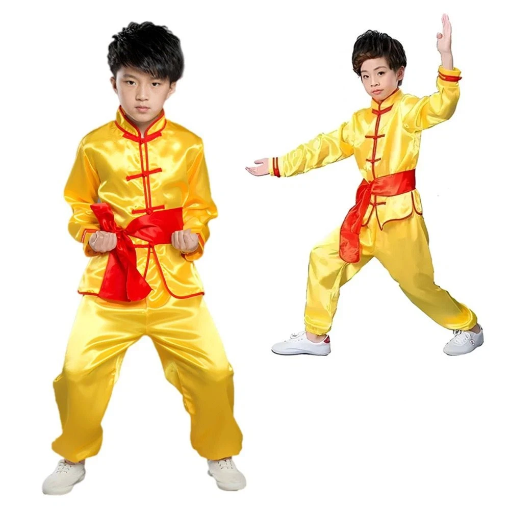 Fashion Chinese Traditional Wushu Costume Long Sleeves with Belt Tai Chi Uniform Wushu Performance Kungfu Uniform