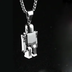 New Trendy Necklace Retro Move Robot Pendant Stainless Steel 24Inch Chain Link Jewelry for Festival Party Men Women Accessories