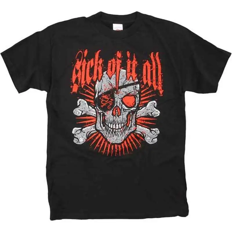 

ФУТБОЛКА SICK OF IT ALL Skull Crossbones S M L XL 2XL Совершенно новая официальная
