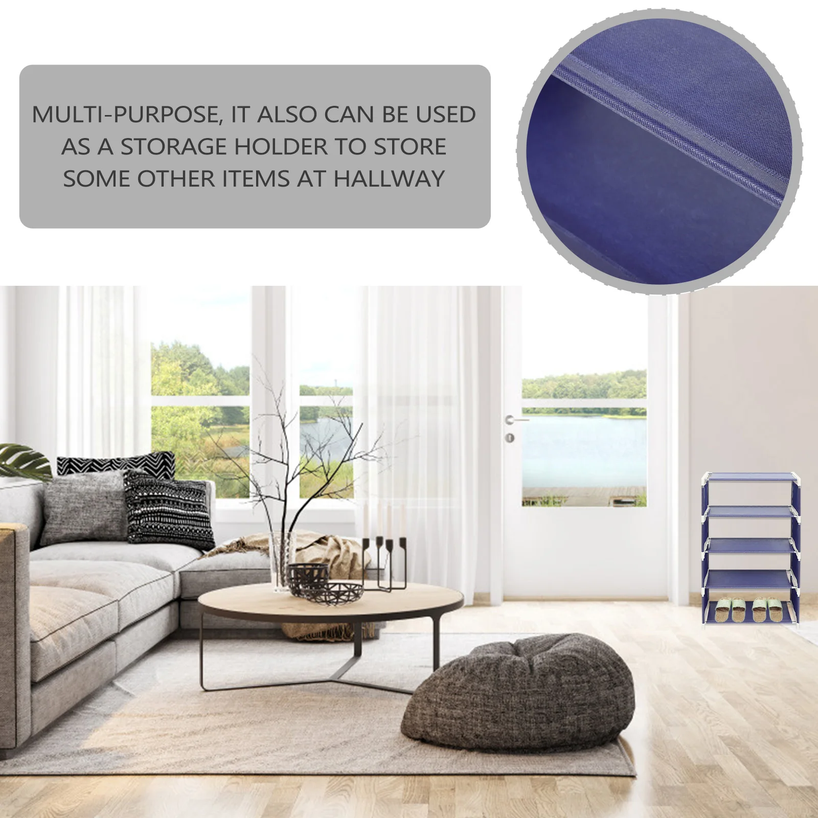 

1Pcs Non Woven 5 Tier Shoes Shelf Elegant Household Storage Rack Multi Functional Organizer for Hallway