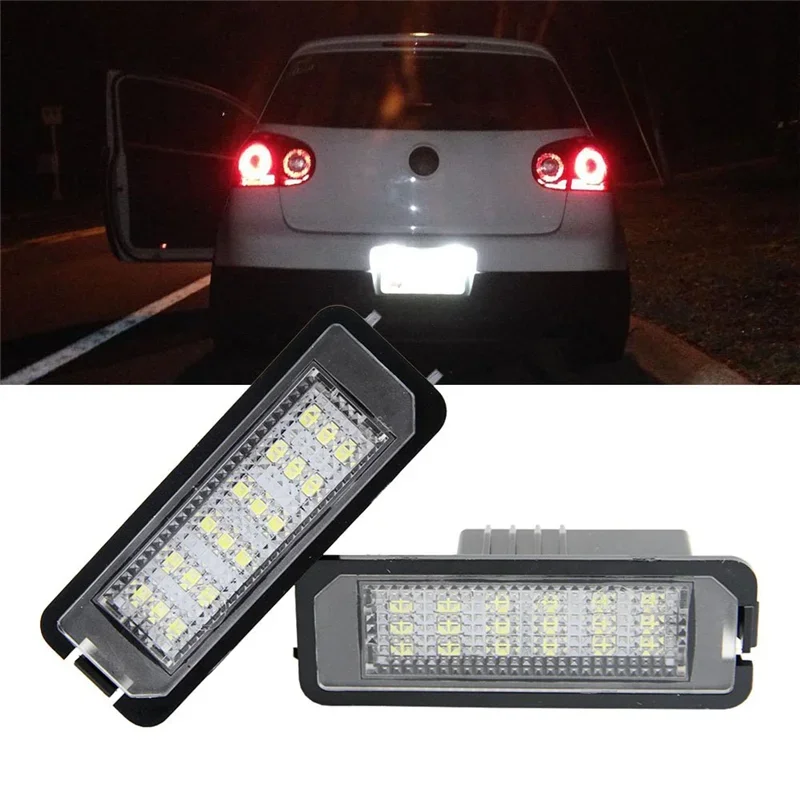 2pcs License Plate Light Number Lamp for VW Golf MK4 MK5 MK6 MK 4 5 6 Passat Polo CC Eos No Error 18SMD LED 12V 6500k White