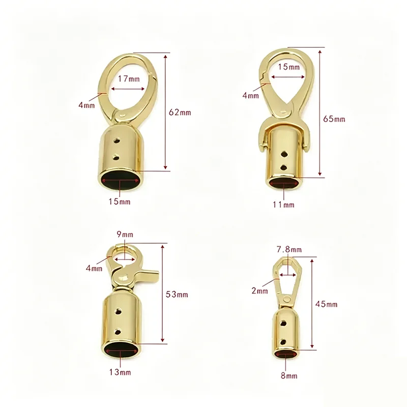 2/4/10Pcs Metal Buckles Bags Tassel Cap Clip Stopper Clasp Bag Handle Strap End Tip Trigger Snap Hook Leather Craft Accessories view 3