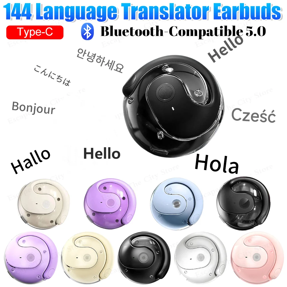 New Smart Language Translator Headphones Supports 144 Languages Real Time Translation Earbuds Bluetooth 5.0 for Professionals