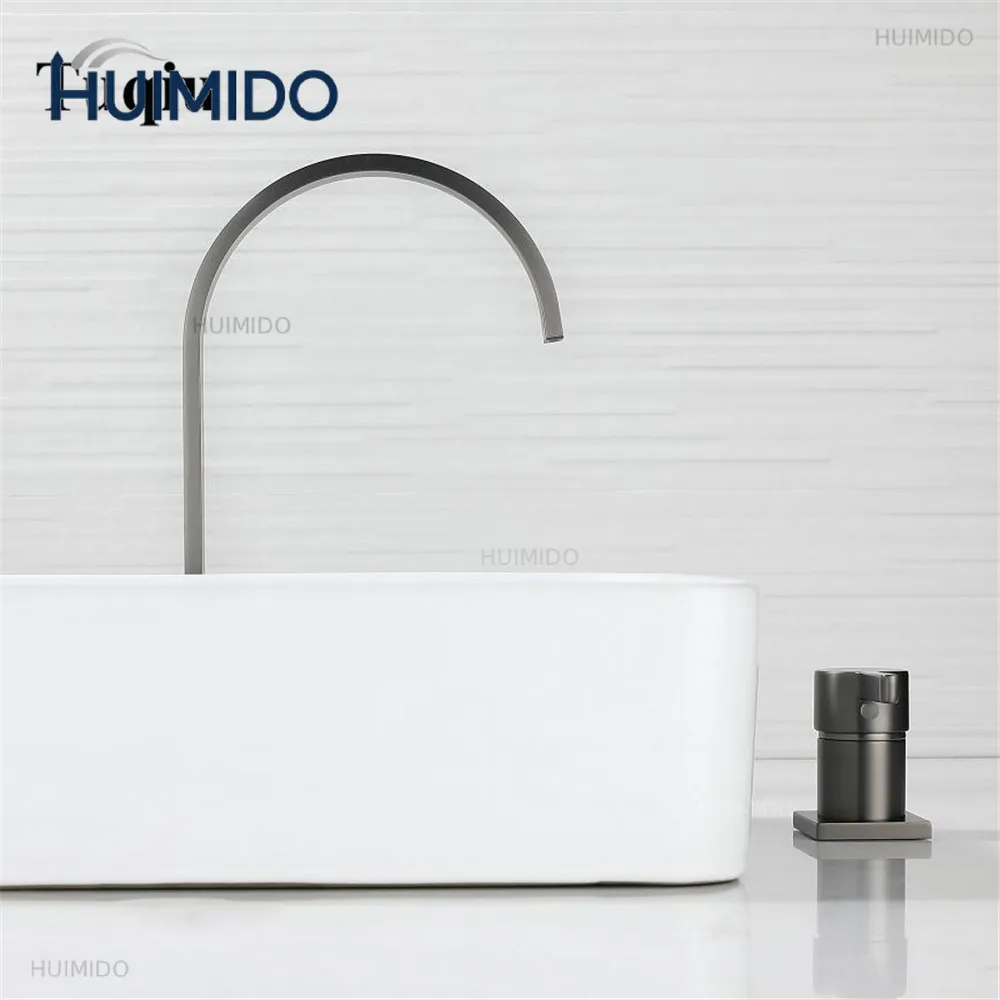 Brushed gold Basin faucet Bathroom two holes Gun Grey Widespread bathroom faucet sink tap 360 rotating widespread basin Tap
