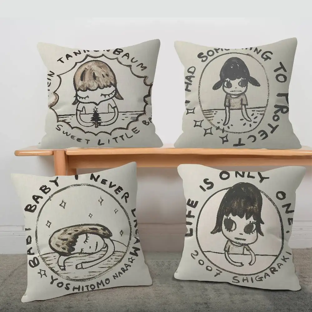 Yoshitomo Nara 45*45cm Cushion Cover Pillow Cover Decor Pillowcase Home Pillowcase for Couch Pillow