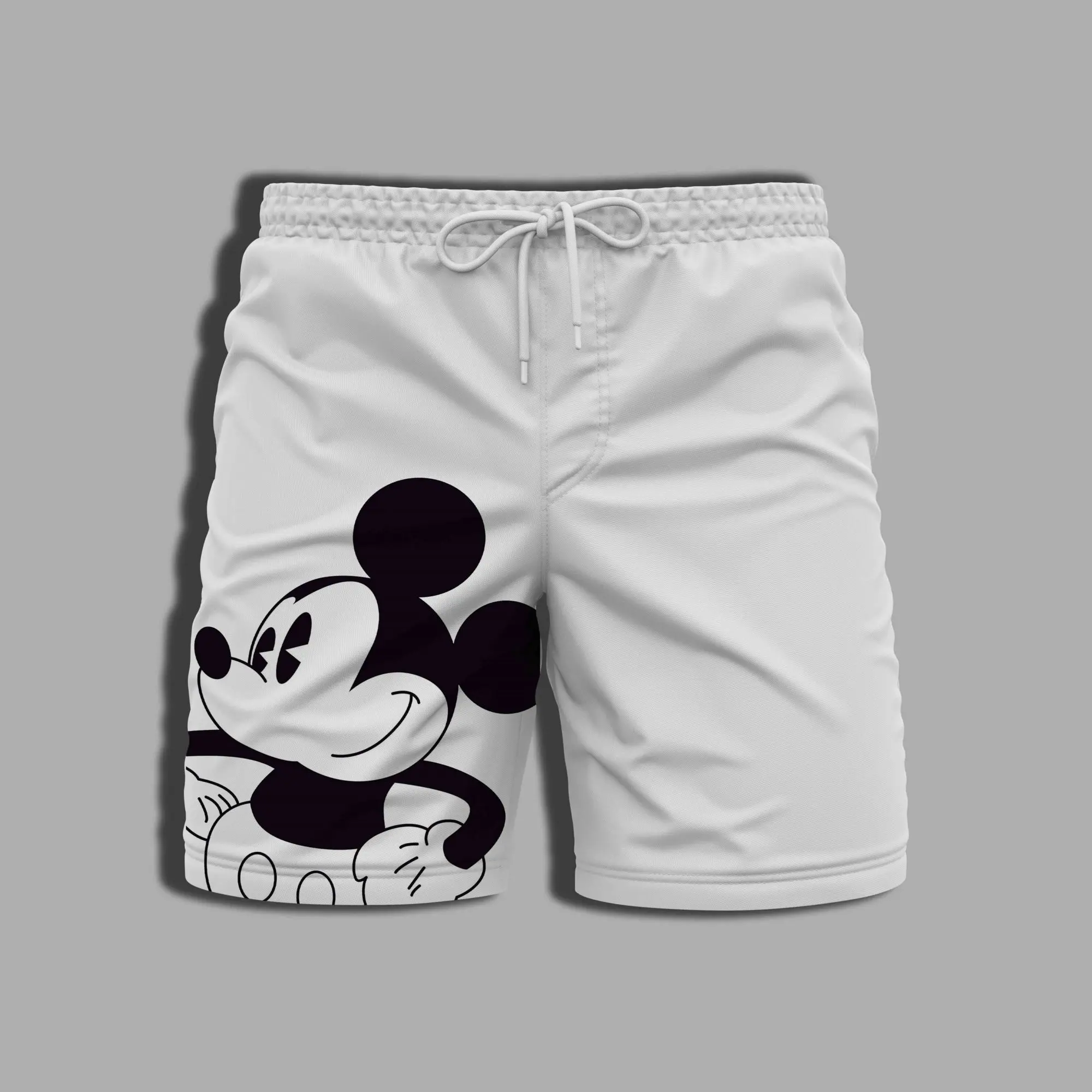 Baju renang lengkap celana pendek Mickey pria wanita, pakaian renang pantai Disney bercetak musim panas untuk pria dan wanita